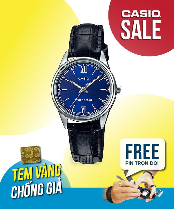 Đồng hồ Casio Nữ LTP-V005L-2B chính hãng, giá rẻ, Thay Pin Trọn Đời