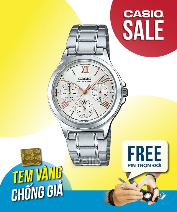 Đồng hồ Casio Nữ LTP-V300D-7A2 chính hãng, giá rẻ, Thay Pin Trọn Đời