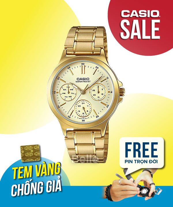 Đồng hồ Casio Nữ LTP-V300G-9A chính hãng, giá rẻ, Thay Pin Trọn Đời