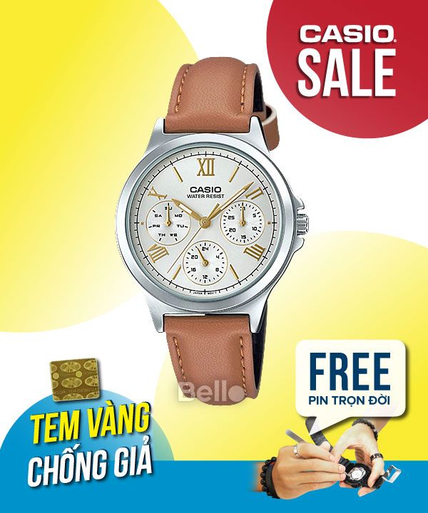 Đồng hồ Casio Nữ LTP-V300L-7A2 chính hãng, giá rẻ, Thay Pin Trọn Đời