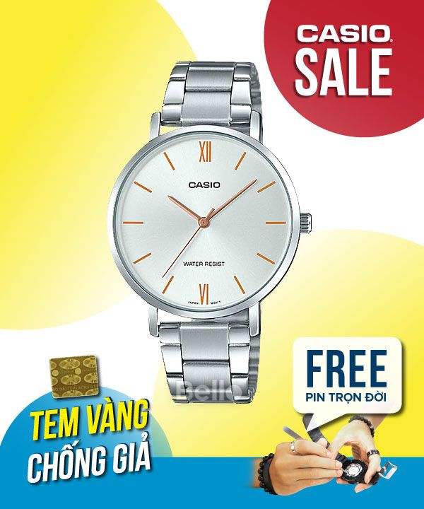 Đồng hồ Casio Nữ LTP-VT01D-7B chính hãng, giá rẻ, Thay Pin Trọn Đời