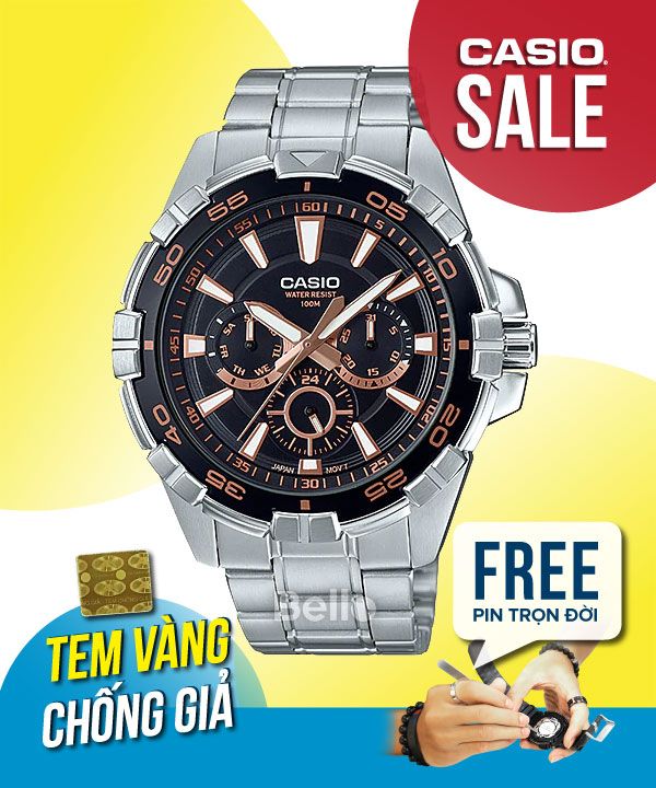 Đồng hồ Casio Nam MTD-1069D-1A3 chính hãng, giá rẻ, Thay Pin Trọn Đời