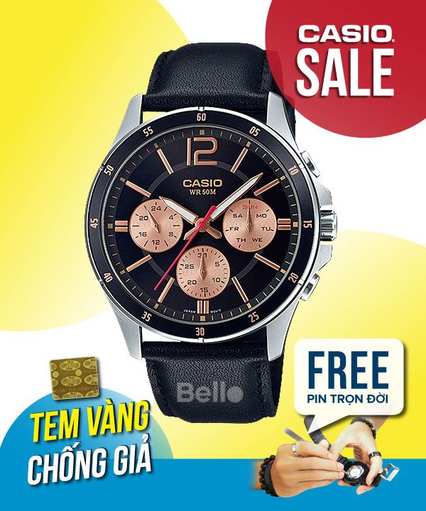 Đồng hồ Casio Nam MTP-1374L-1A2 chính hãng, giá rẻ, Thay Pin Trọn Đời