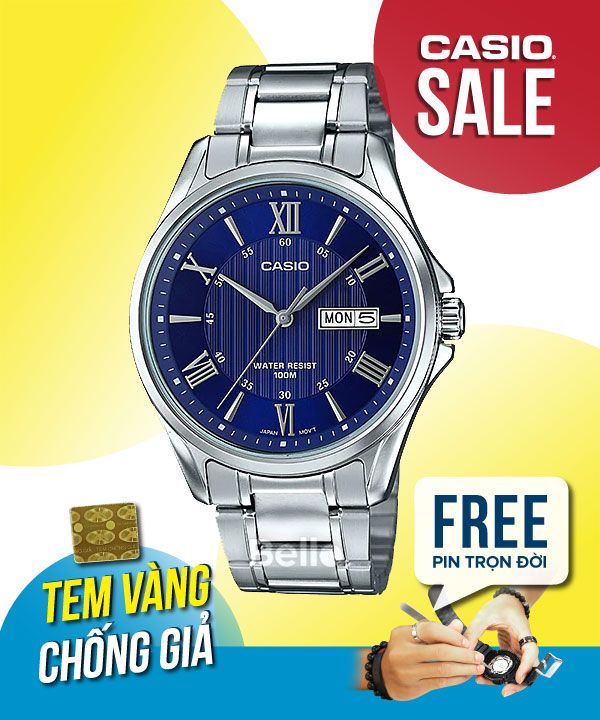 Đồng hồ Casio Nam MTP-1384D-2A chính hãng, giá rẻ, Thay Pin Trọn Đời