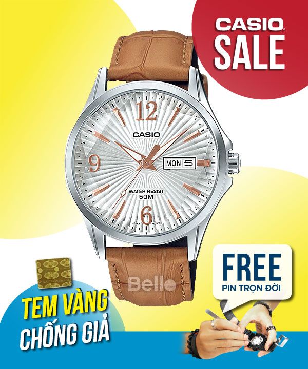 Đồng hồ Casio Nam MTP-E120LY-7A chính hãng, giá rẻ, Thay Pin Trọn Đời
