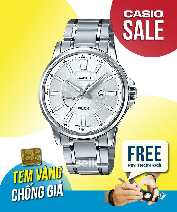 Đồng hồ Casio Nam MTP-E137D-7A chính hãng, giá rẻ, Thay Pin Trọn Đời