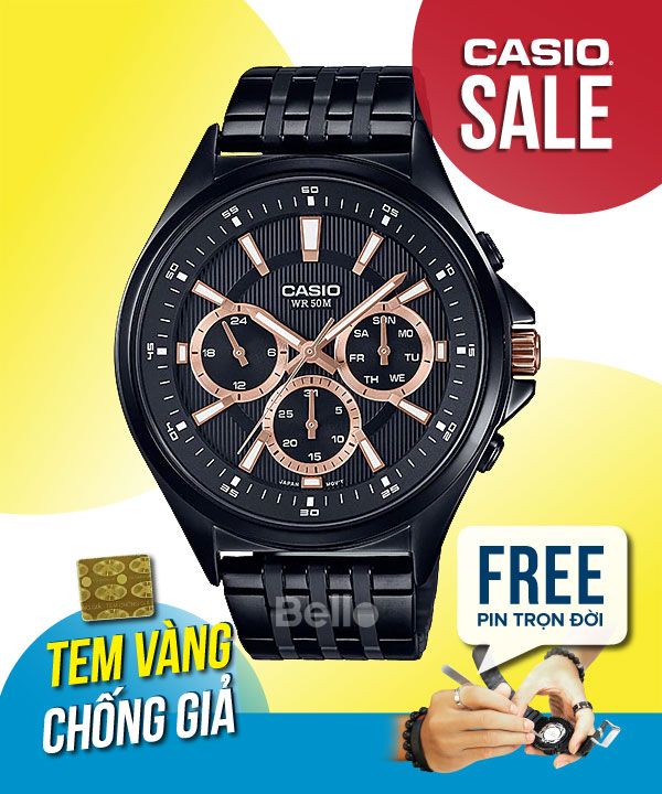 Đồng hồ Casio Nam MTP-E303B-1A2 chính hãng, giá rẻ, Thay Pin Trọn Đời