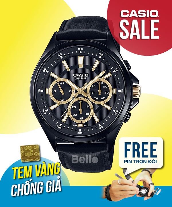 Đồng hồ Casio Nam MTP-E303BL-1A chính hãng, giá rẻ, Thay Pin Trọn Đời