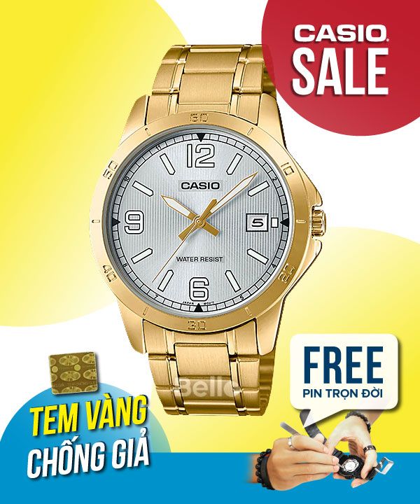 Đồng hồ Casio Nam MTP-V004G-7B2 chính hãng, giá rẻ, Thay Pin Trọn Đời