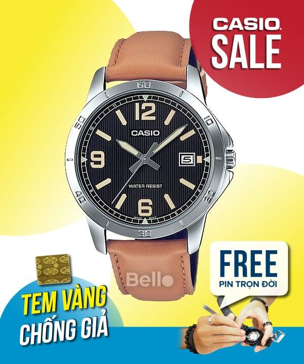 Đồng hồ Casio Nam MTP-V004L-1B2 chính hãng, giá rẻ, Thay Pin Trọn Đời