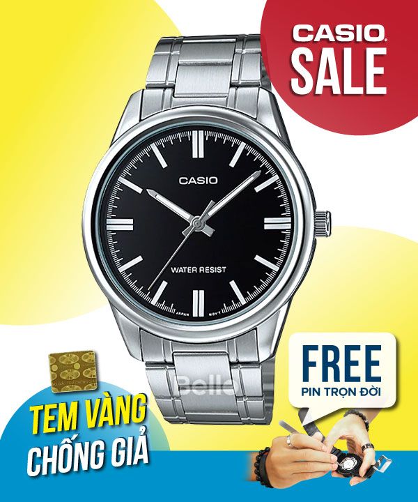 Đồng hồ Casio Nam MTP-V005D-1A chính hãng, giá rẻ, Thay Pin Trọn Đời