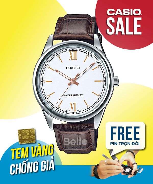 Đồng hồ Casio Nam MTP-V005L-7B3 chính hãng, giá rẻ, Thay Pin Trọn Đời