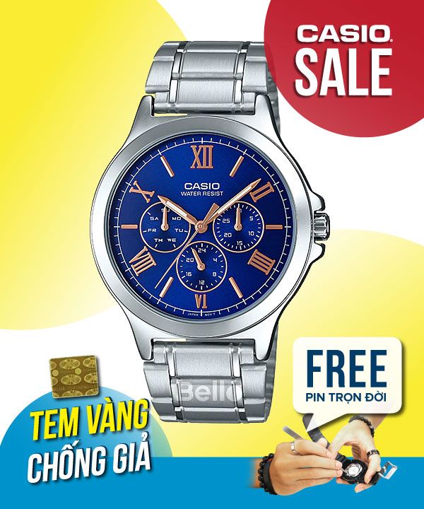 Đồng hồ Casio Nam MTP-V300D-2A chính hãng, giá rẻ, Thay Pin Trọn Đời