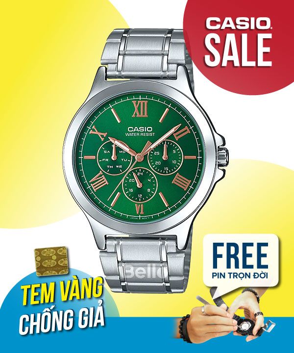 Đồng hồ Casio Nam MTP-V300D-3A chính hãng, giá rẻ, Thay Pin Trọn Đời