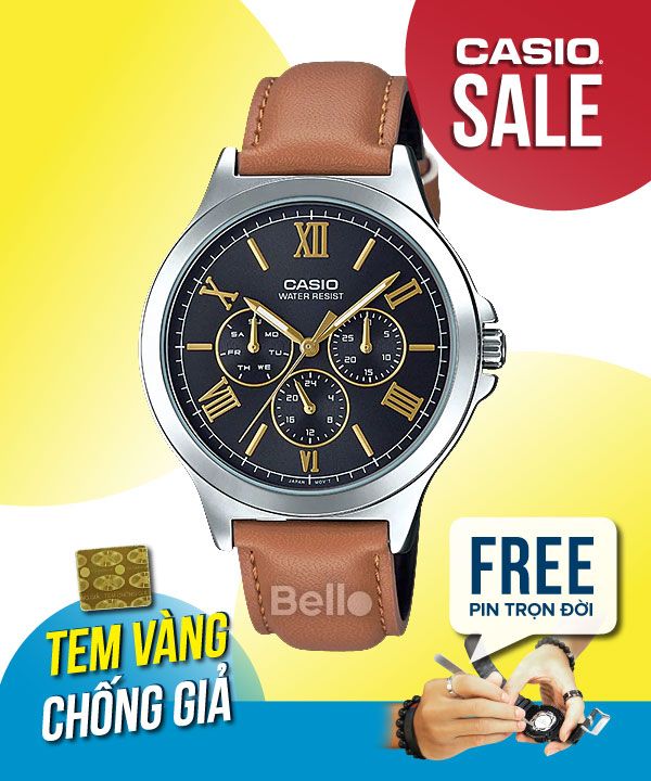 Đồng hồ Casio Nam MTP-V300L-1A3 chính hãng, giá rẻ, Thay Pin Trọn Đời
