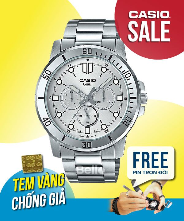 Đồng hồ Casio Nam MTP-VD300D-7E chính hãng, giá rẻ, Thay Pin Trọn Đời