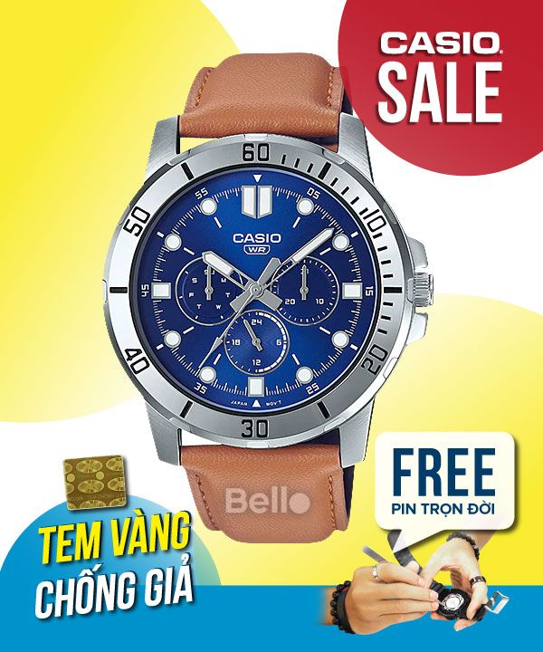 Đồng hồ Casio Nam MTP-VD300L-2E chính hãng, giá rẻ, Thay Pin Trọn Đời