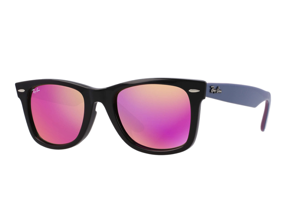 RB2140 11744T 52-22 Kính râm Ray-Ban chính hãng RAY-BAN WAYFARER gọng đen tím, mắt tráng gương tím