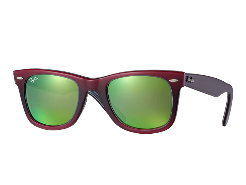 RB2140 12022X 52-22 RAY-BAN WAYFARER gọng nâu đỏ, mắt tráng gương xanh