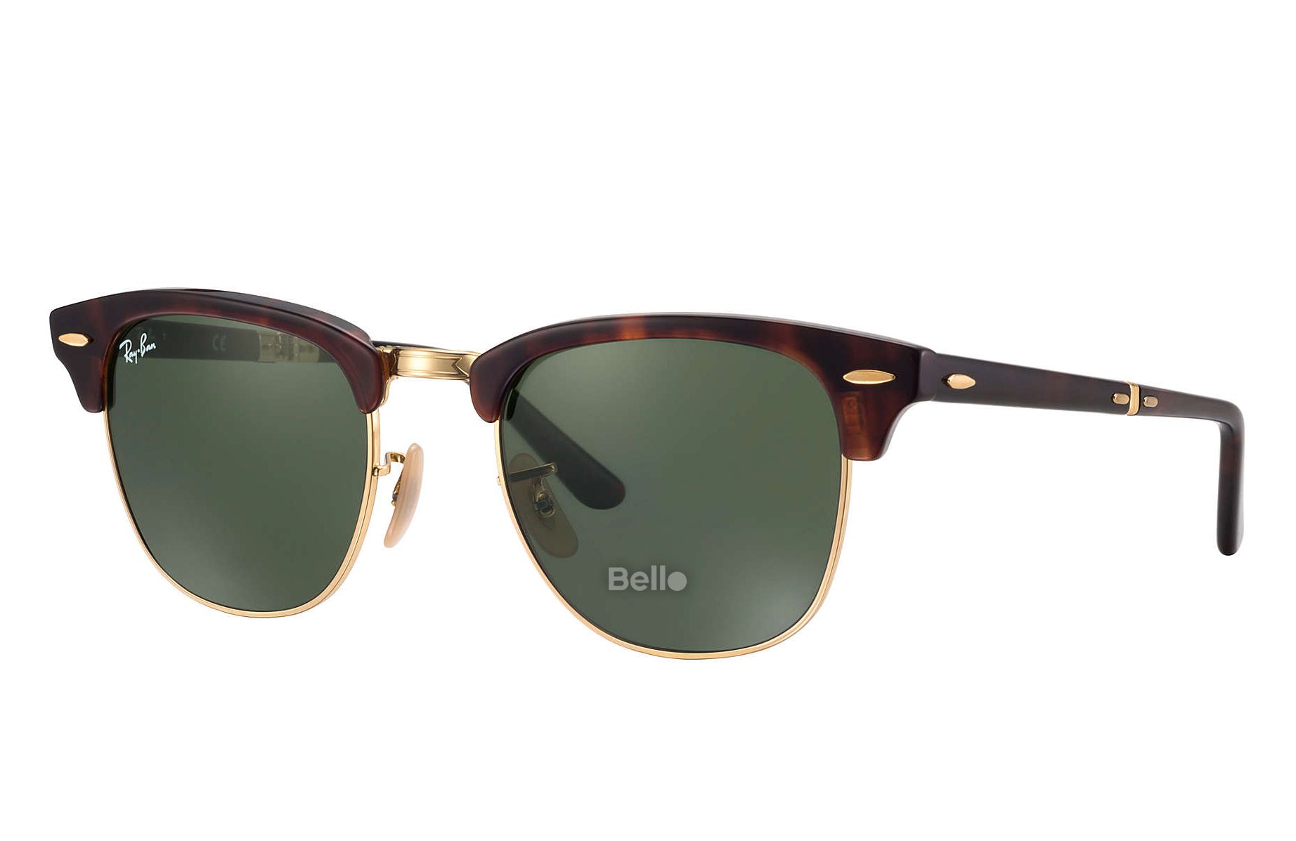RB2176 990 Kính râm Ray-Ban chính hãng Ray-Ban Clubmaster Folding Gọng đồi mồi, mắt xanh đen G-15 polarized