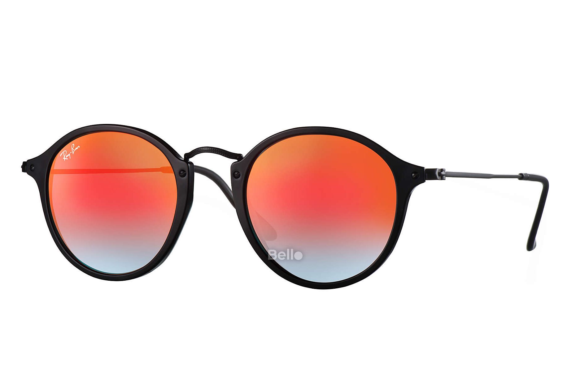 RB2447 901/4W Kính râm Ray-Ban chính hãng Ray-Ban Round Fleck Flash Lenses Gradient Gọng đen, mắt tráng gương cam gradient