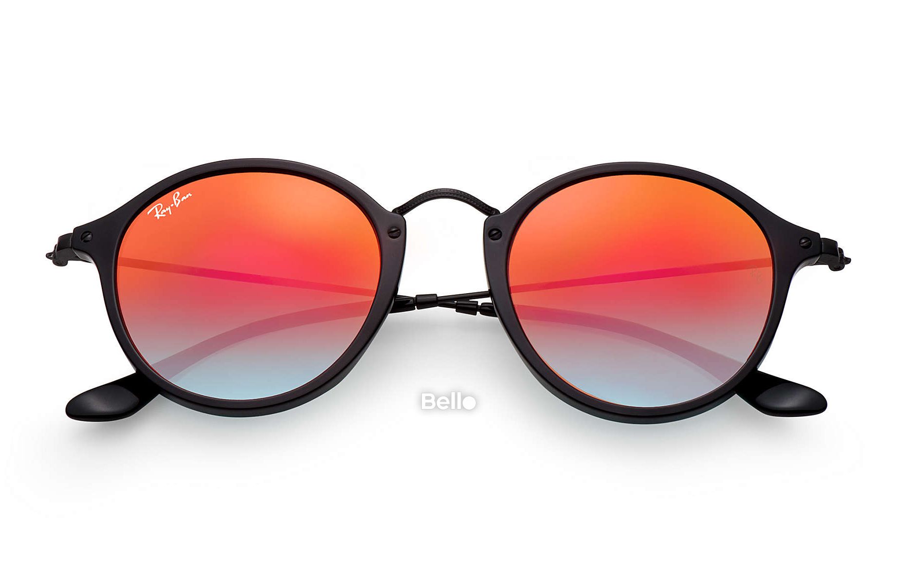 RB2447 901/4W Kính râm Ray-Ban chính hãng Ray-Ban Round Fleck Flash Lenses Gradient Gọng đen, mắt tráng gương cam gradient