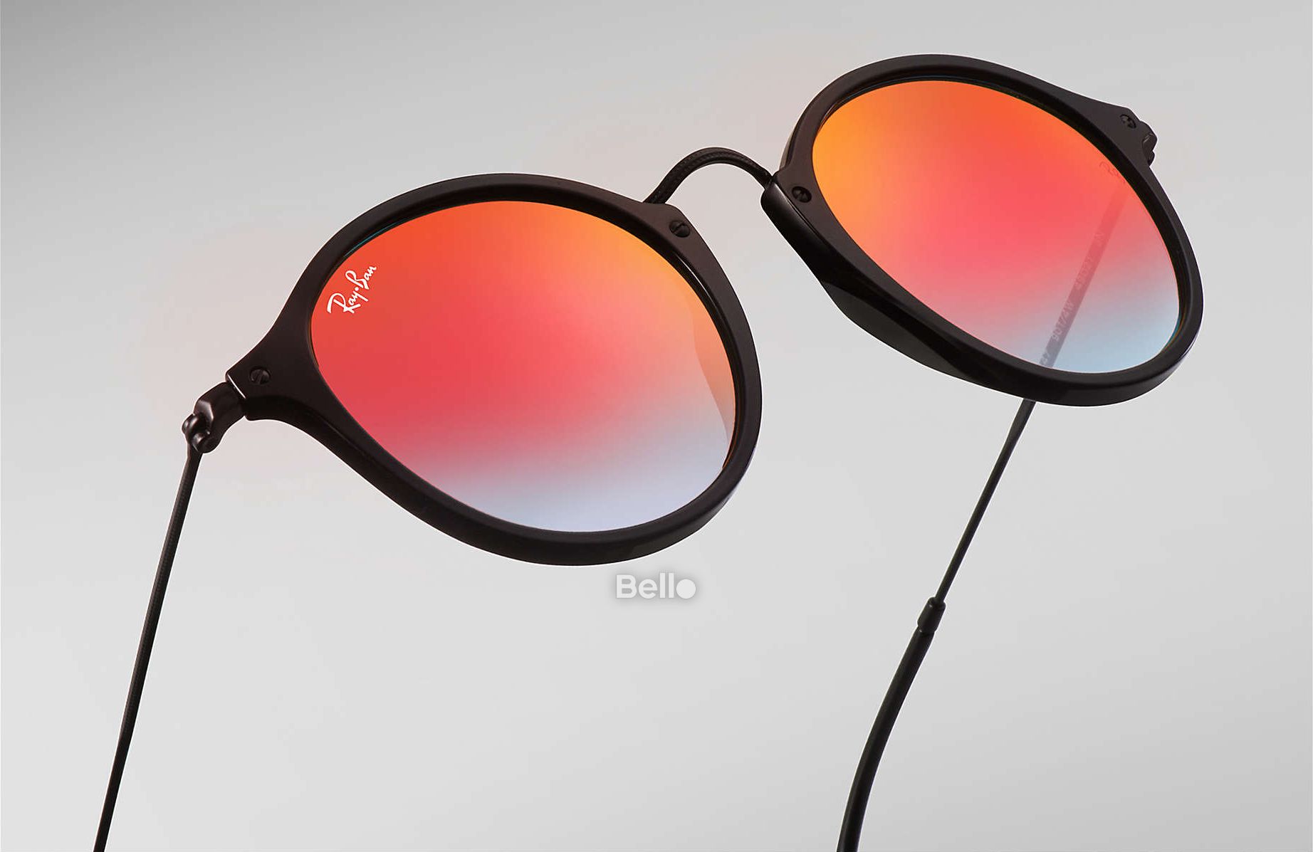 RB2447 901/4W Kính râm Ray-Ban chính hãng Ray-Ban Round Fleck Flash Lenses Gradient Gọng đen, mắt tráng gương cam gradient
