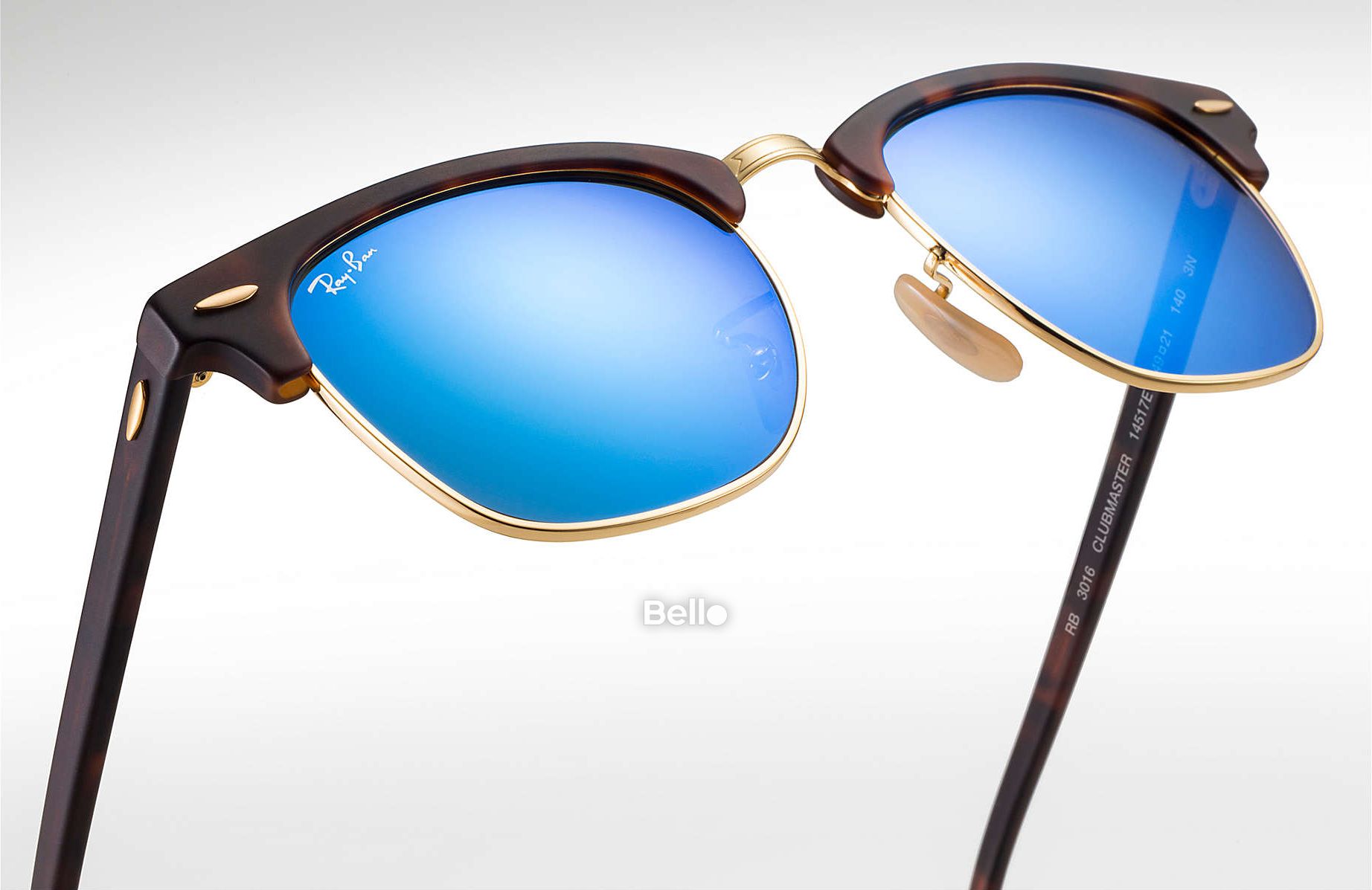 RB3016 1145/17 Size 55 Kính râm Ray-Ban chính hãng Ray-Ban Clubmaster Flash Lenses