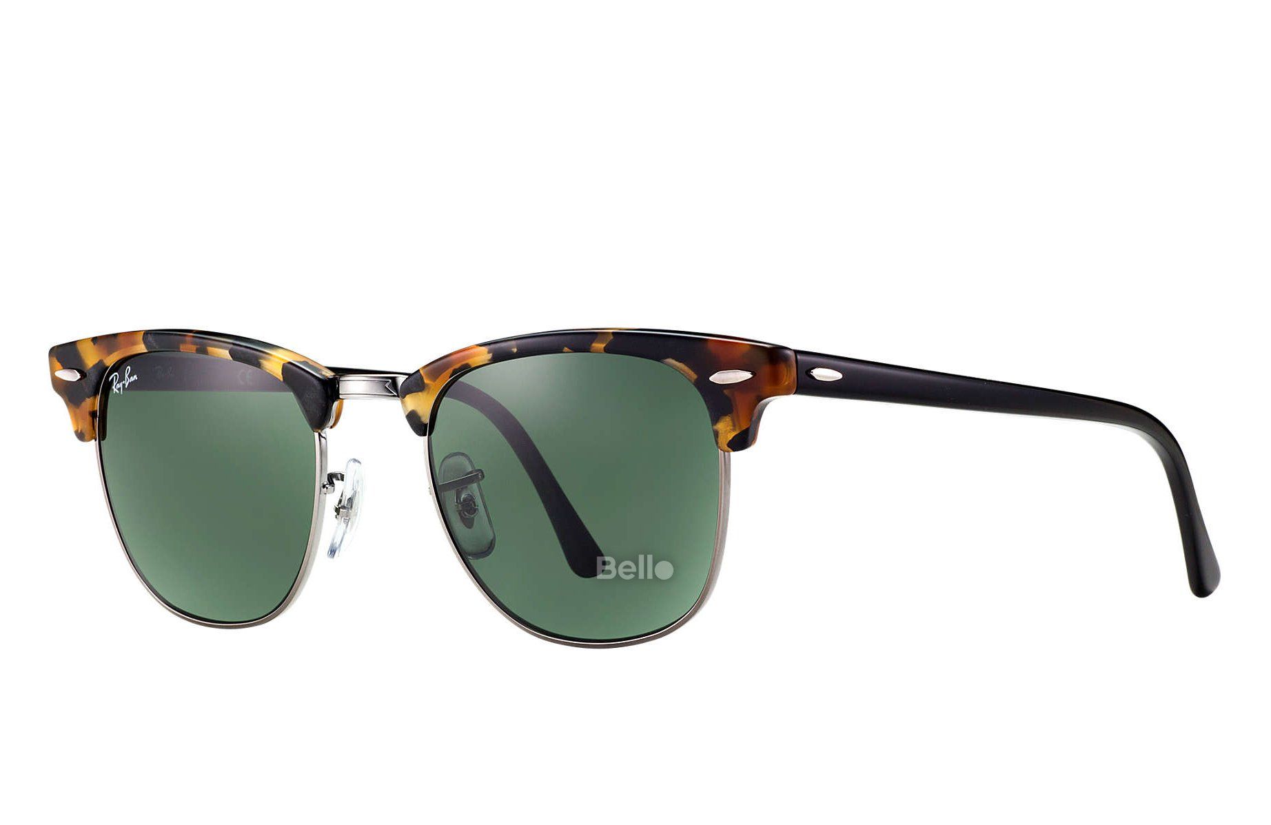 RB3016 1157 Kính râm Ray-Ban chính hãng Ray-Ban Clubmaster Fleck Gọng đen, đồi mồi mắt xanh đen G