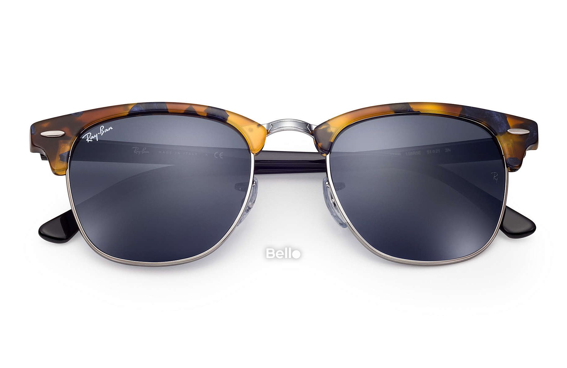 RB3016 1158/R5 Kính râm Ray-Ban chính hãng Ray-Ban Clubmaster Fleck Gọng đen, đồi mồi mắt xanh xám