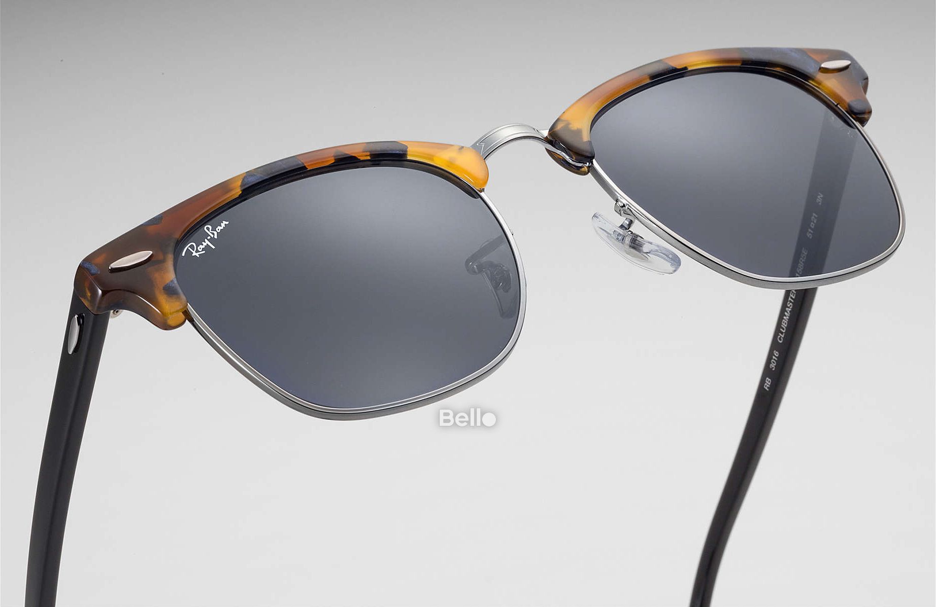 RB3016 1158/R5 Kính râm Ray-Ban chính hãng Ray-Ban Clubmaster Fleck Gọng đen, đồi mồi mắt xanh xám