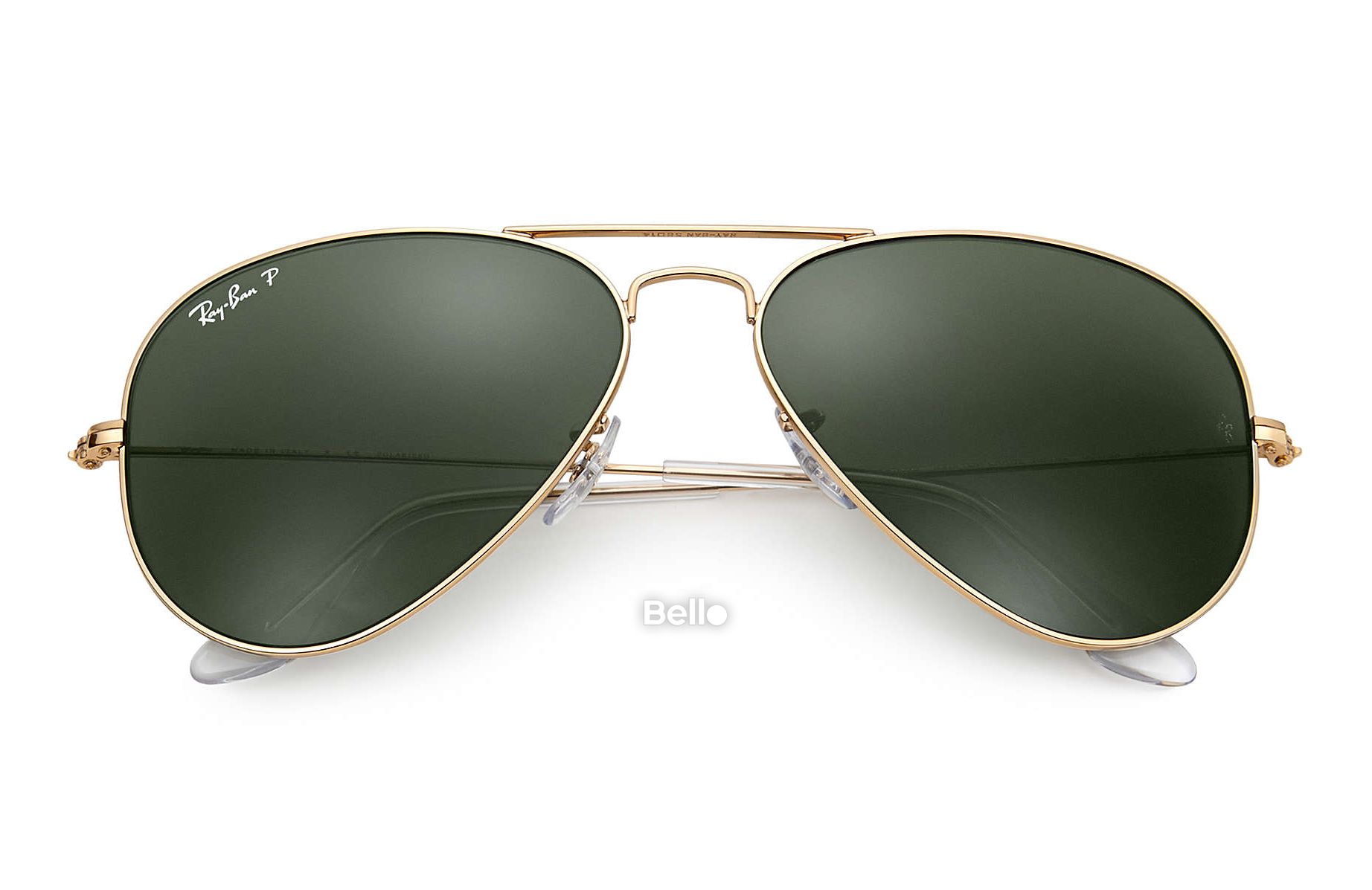 RB3025 001/58 Kính râm Ray-Ban chính hãng Ray-Ban Aviator Polarized Gọng vàng, mắt xanh đen G-15