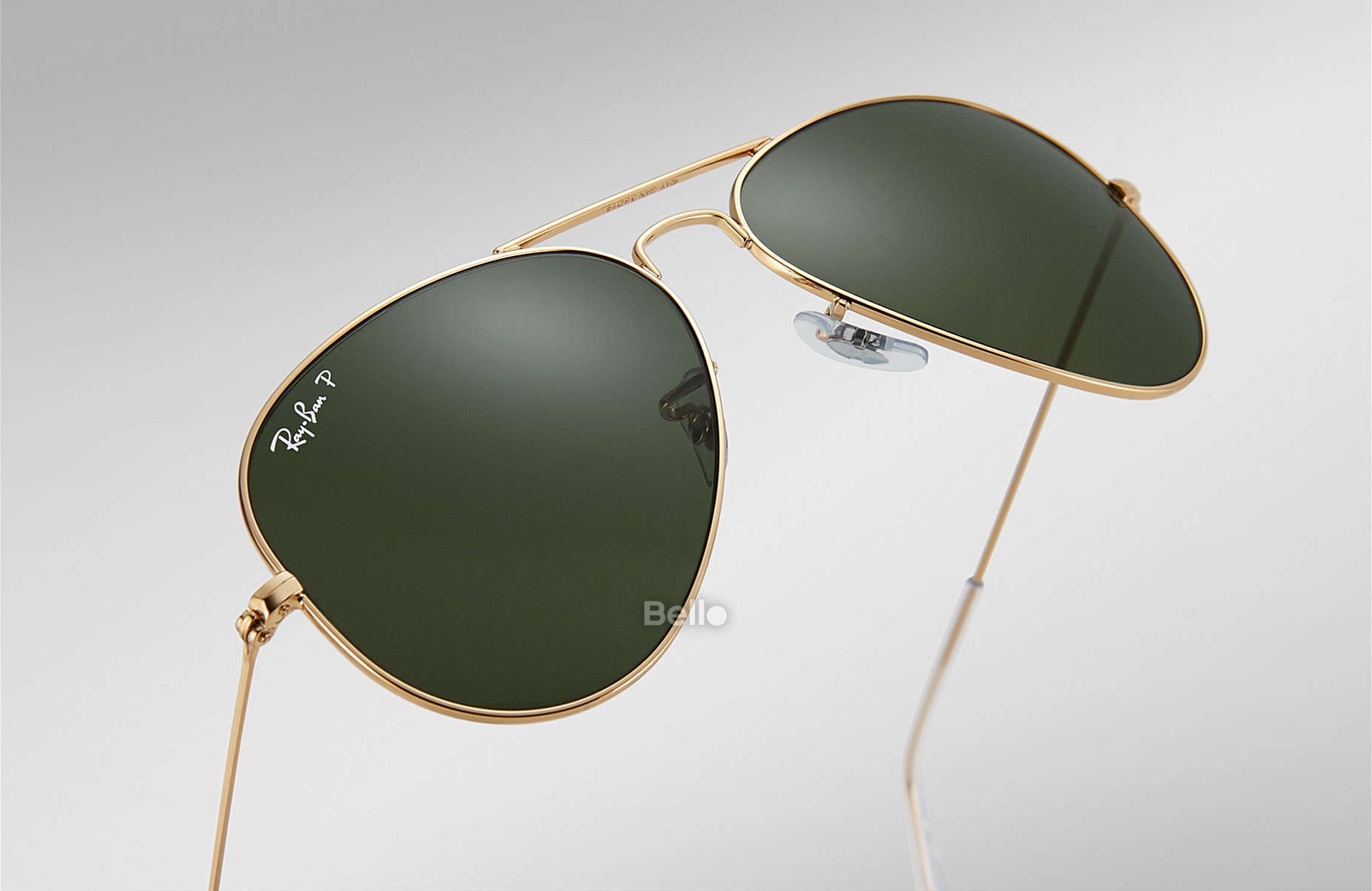 RB3025 001/58 Kính râm Ray-Ban chính hãng Ray-Ban Aviator Polarized Gọng vàng, mắt xanh đen G-15