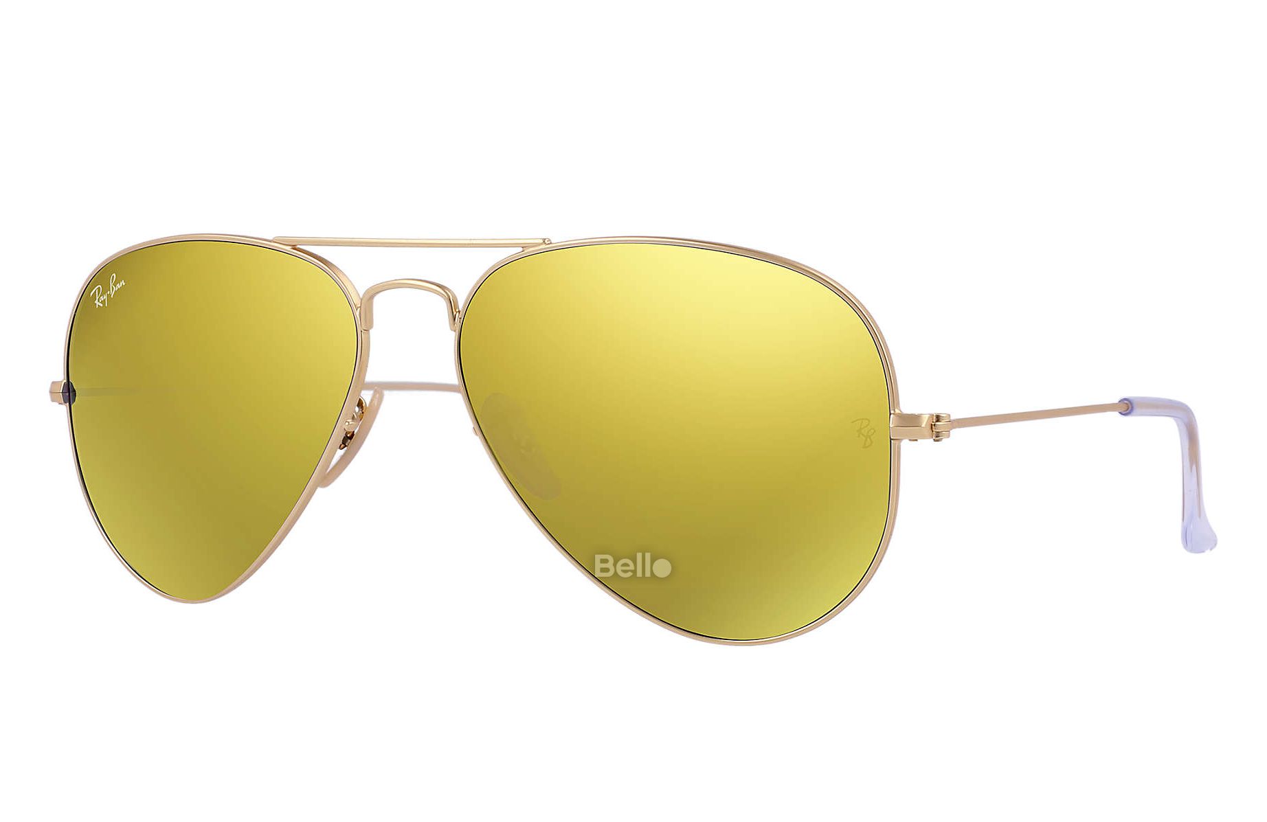 RB3025 112/93 Kính râm Ray-Ban chính hãng Ray-Ban Aviator Flash Lenses Gọng vàng, mắt tráng gương vàng