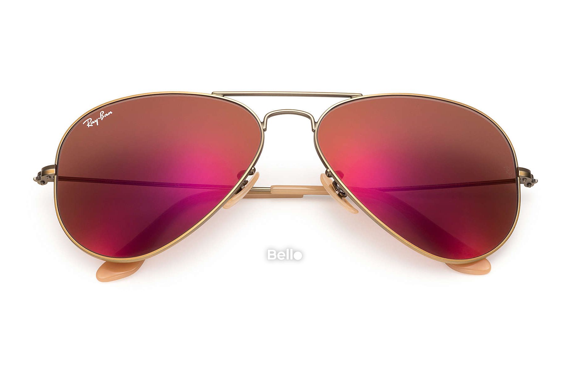 RB3025 167/2K Kính râm Ray-Ban chính hãng Ray-Ban Aviator Flash Lenses Gọng vàng, mắt tráng gương đỏ
