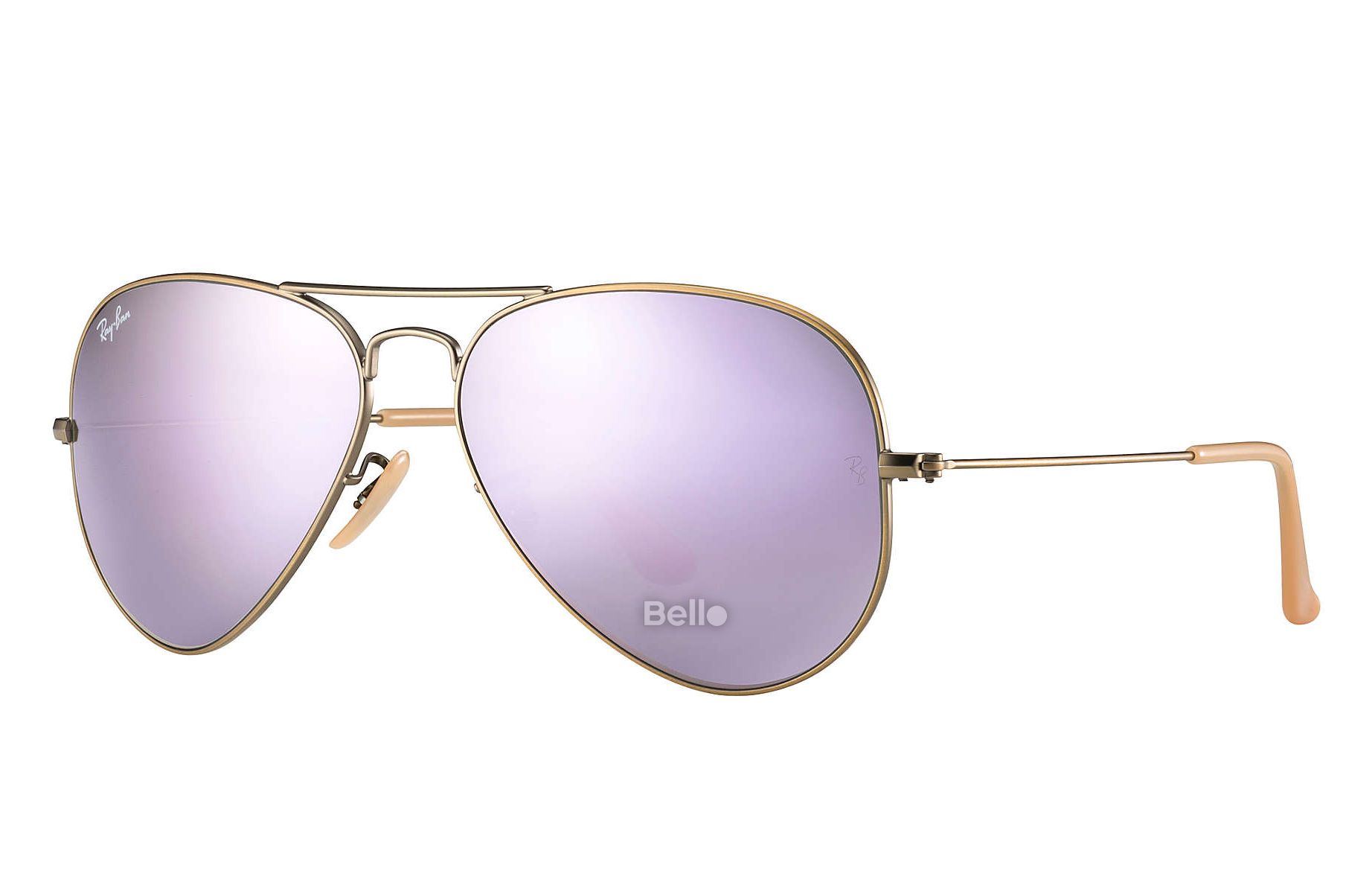 RB3025 167/4K Kính râm Ray-Ban chính hãng Ray-Ban Aviator Flash Lenses Gọng vàng, mắt tráng gương hồng tím