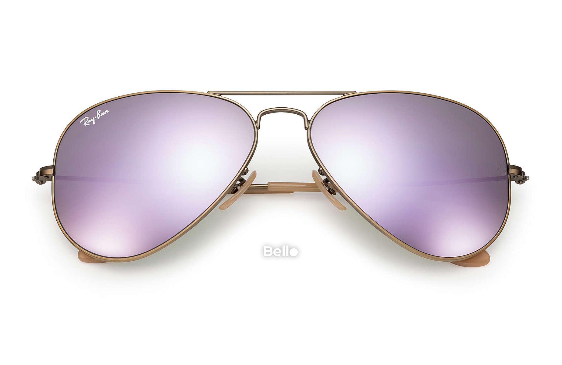 RB3025 167/4K Kính râm Ray-Ban chính hãng Ray-Ban Aviator Flash Lenses Gọng vàng, mắt tráng gương hồng tím