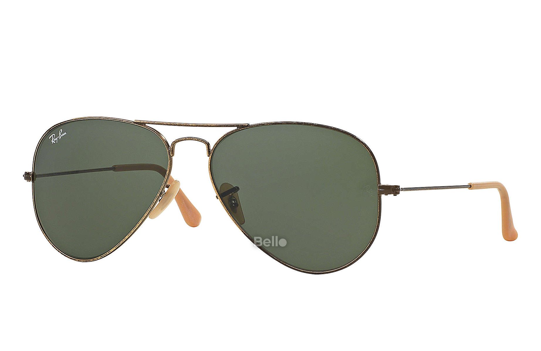 RB3025 177 Kính râm Ray-Ban chính hãng Ray-Ban Aviator Distressed Gọng vàng, mắt xanh đen G-15