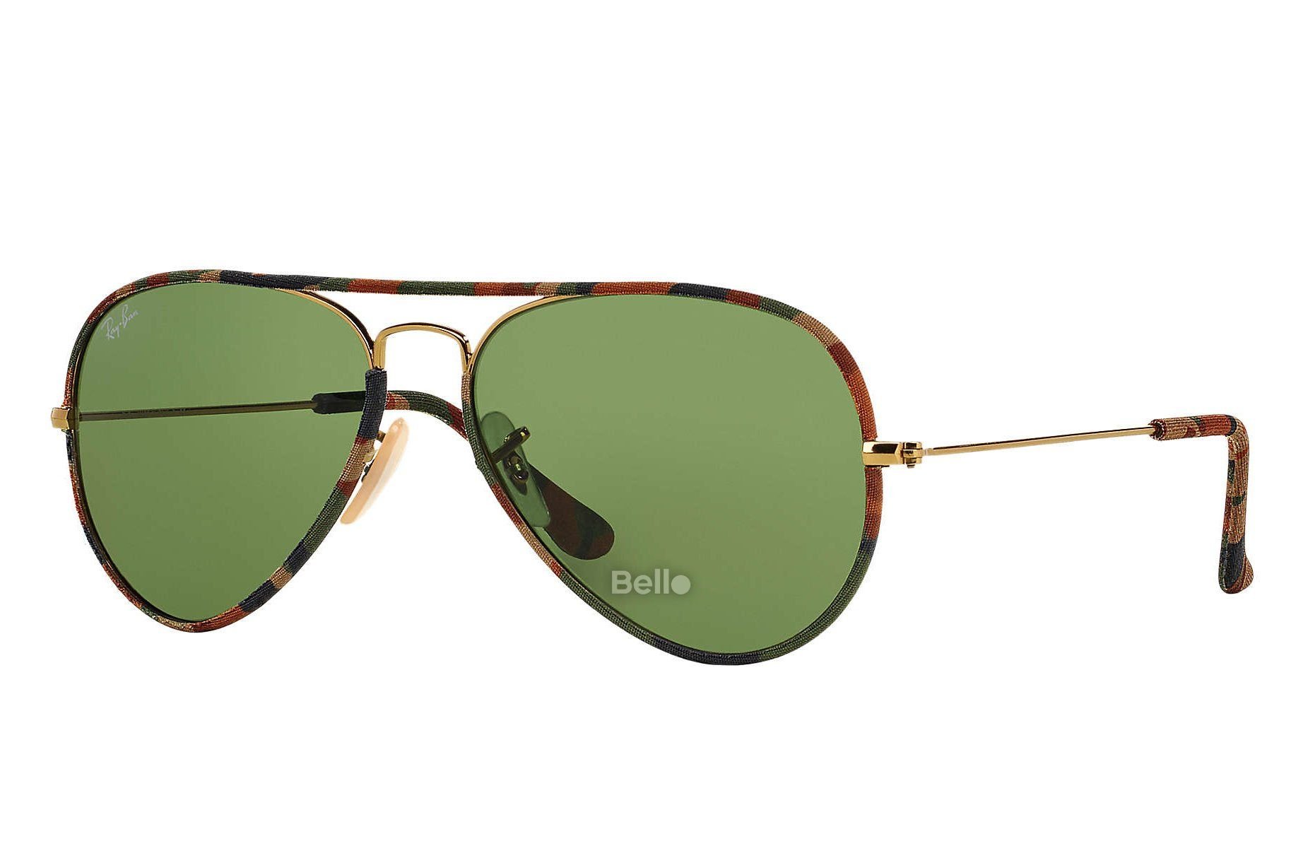 RB3025JM 168/4E Kính râm Ray-Ban chính hãng Ray-Ban Aviator Full Color Gọng vàng, mắt xanh đen G-15