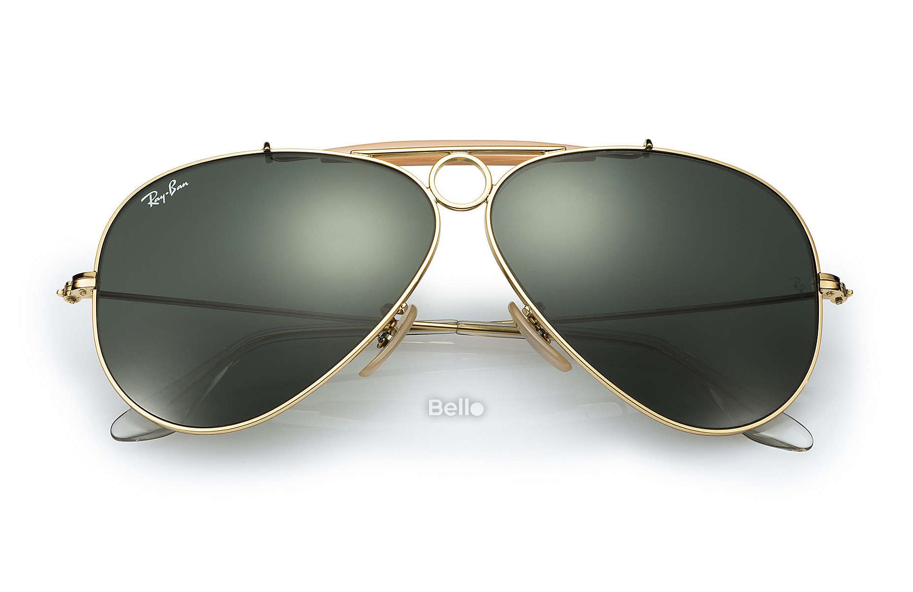 RB3138 001 Kính râm Ray-Ban chính hãng Ray-Ban Ray-Ban Shooter Gọng vàng, mắt xanh G-15