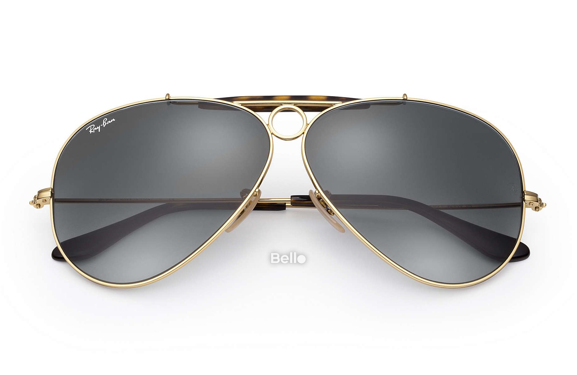 RB3138 181/71 Kính râm Ray-Ban chính hãng Ray-Ban Aviator Shooter Gọng vàng, mắt xám khói gradient