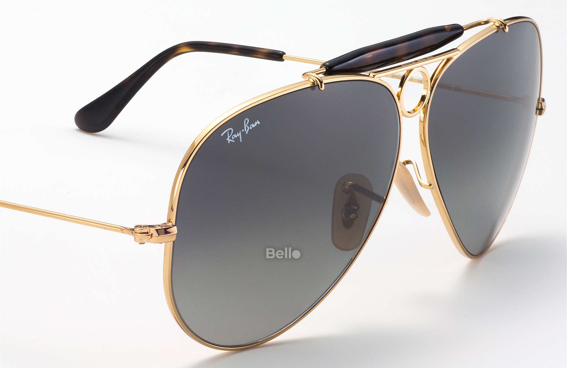 RB3138 181/71 Kính râm Ray-Ban chính hãng Ray-Ban Aviator Shooter Gọng vàng, mắt xám khói gradient