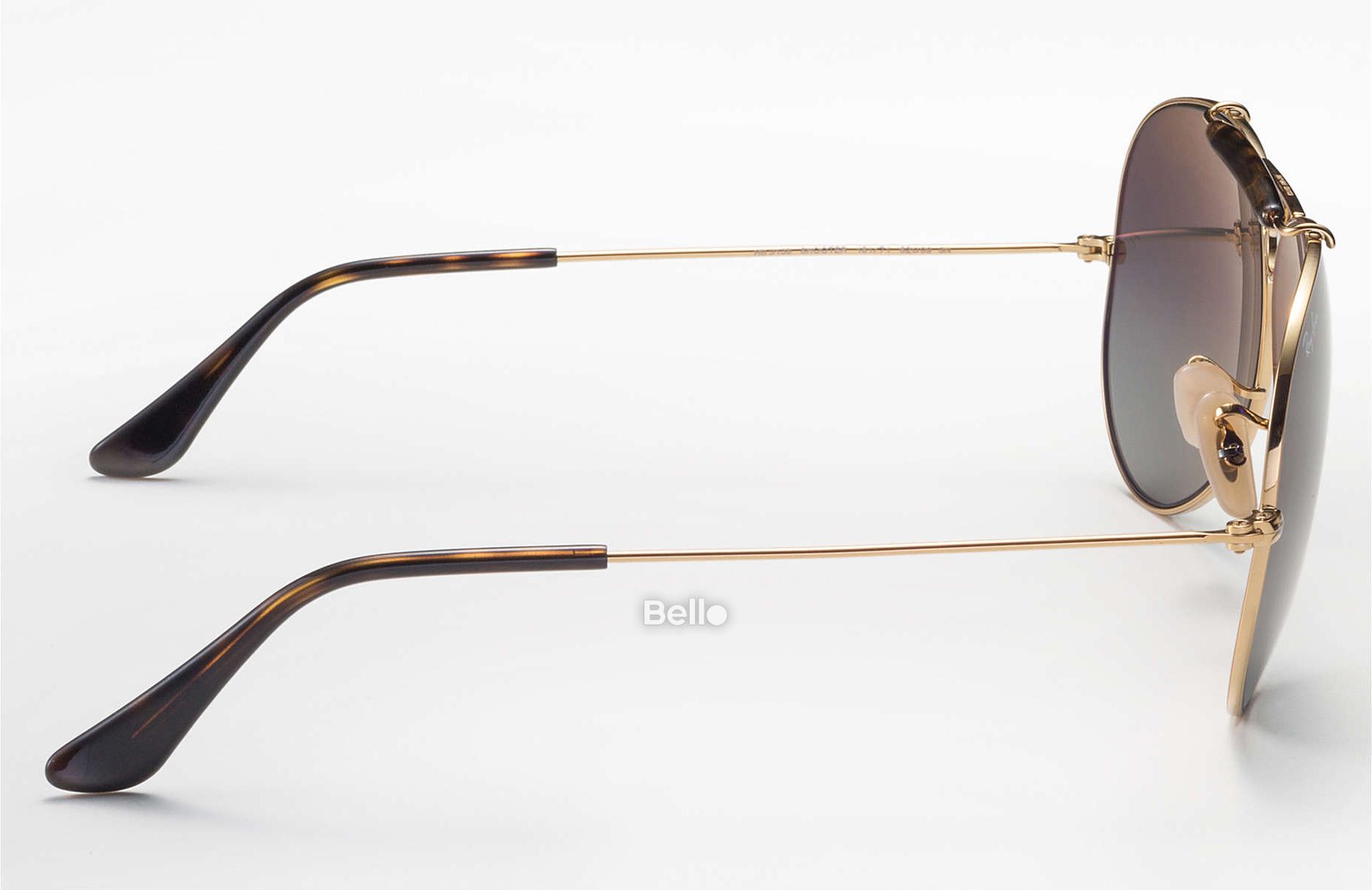 RB3138 181/71 Kính râm Ray-Ban chính hãng Ray-Ban Aviator Shooter Gọng vàng, mắt xám khói gradient