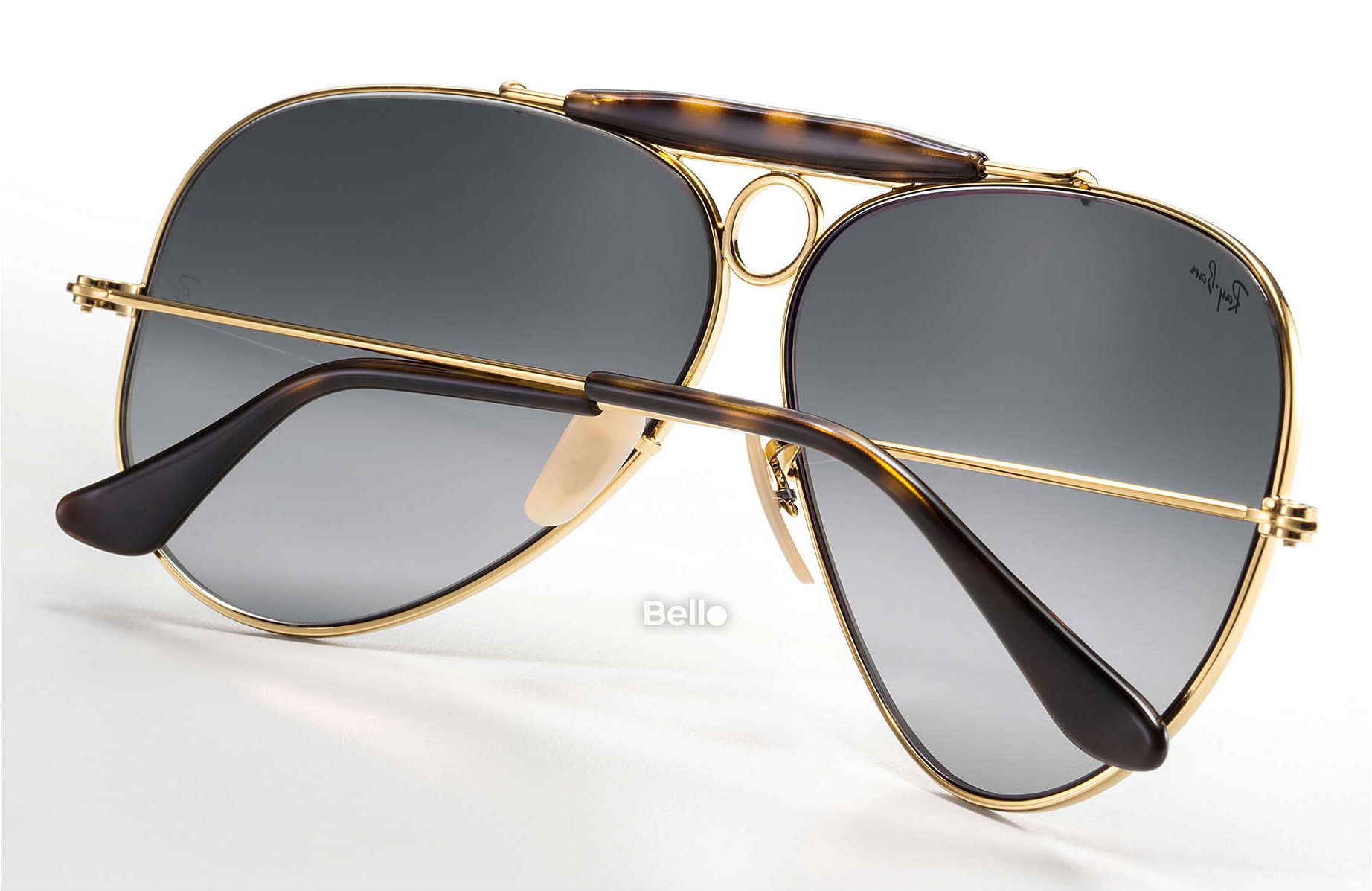 RB3138 181/71 Kính râm Ray-Ban chính hãng Ray-Ban Aviator Shooter Gọng vàng, mắt xám khói gradient