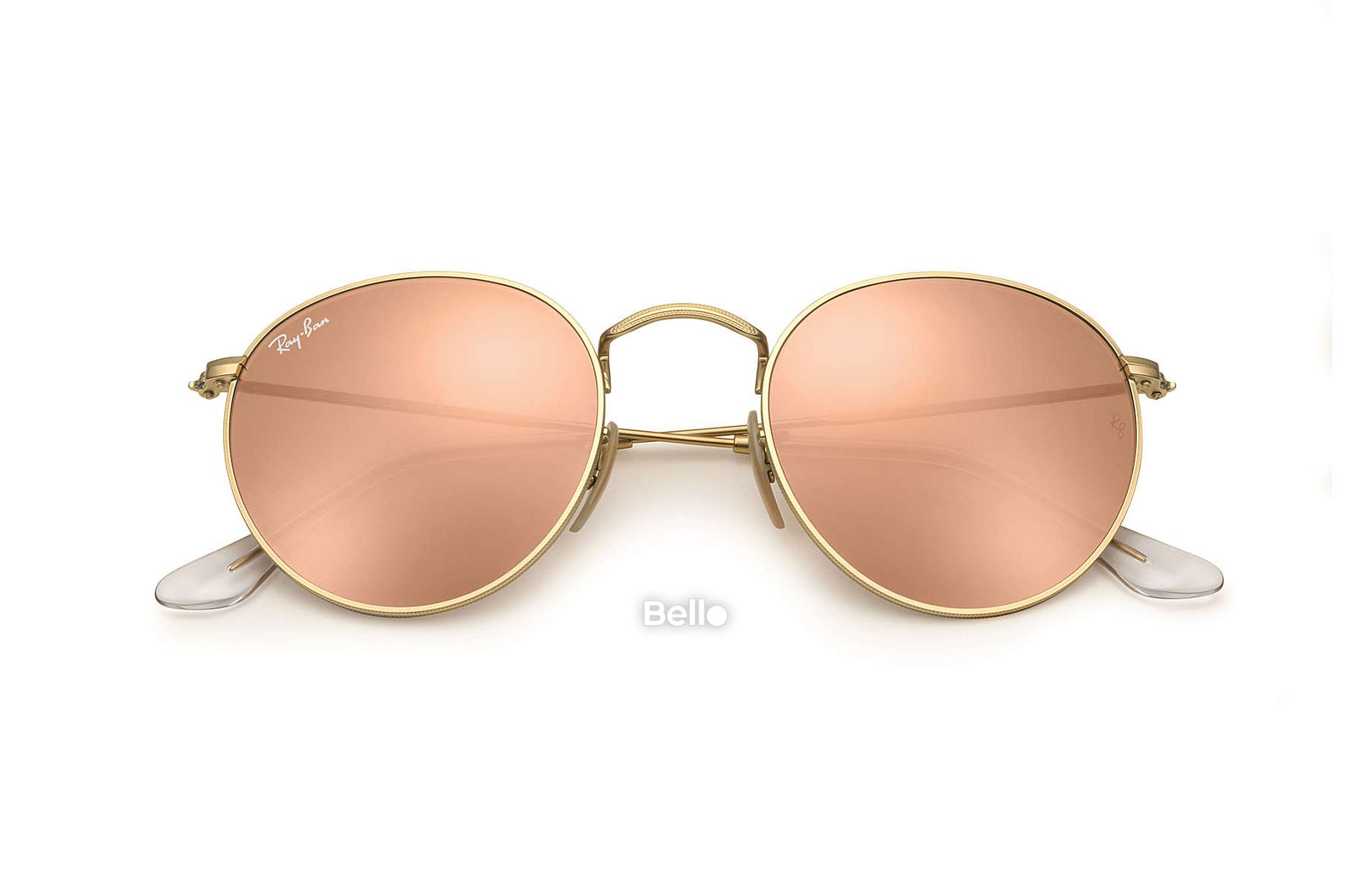 RB3447 112/Z2 Kính râm Ray-Ban chính hãng Ray-Ban Round Flash Lenses Gọng vàng, mắt tráng gương vàng hồng