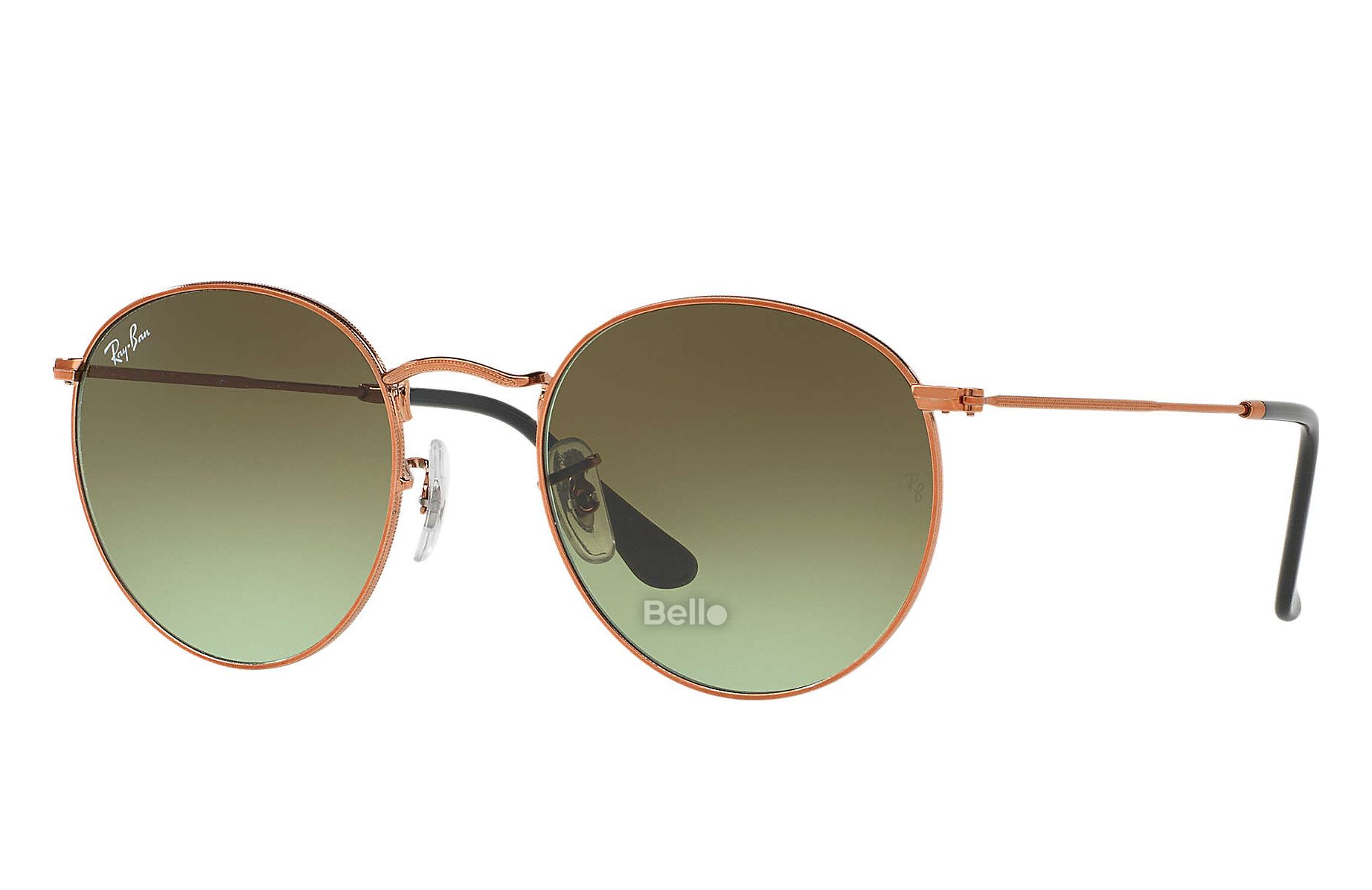 RB3447 9002/A6 Kính râm Ray-Ban chính hãng Ray-Ban Round Metal Gọng vàng đồng, mắt xanh lá gradient