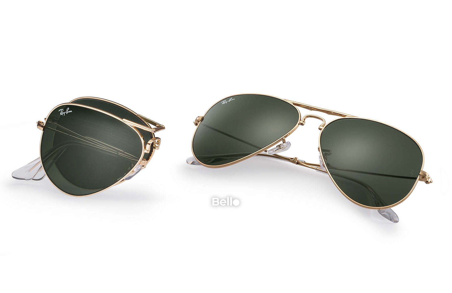 RB3479 001 Kính râm Ray-Ban chính hãng Ray-Ban Aviator Folding Gọng vàng, mắt xanh G-15
