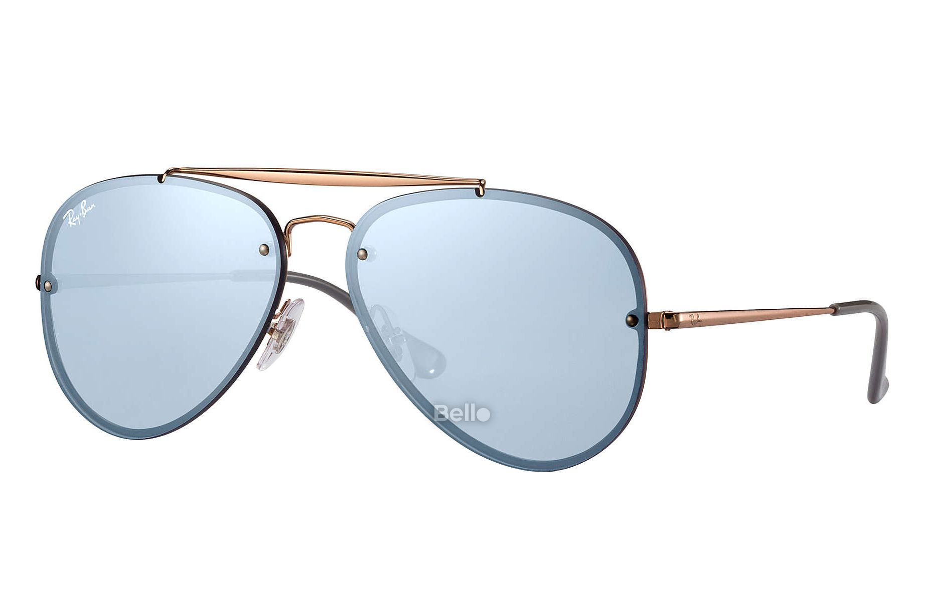 RB3584N 9053/1U Kính râm Ray-Ban chính hãng Ray-Ban Blaze Aviator Gọng vàng, mắt tráng gương xanh