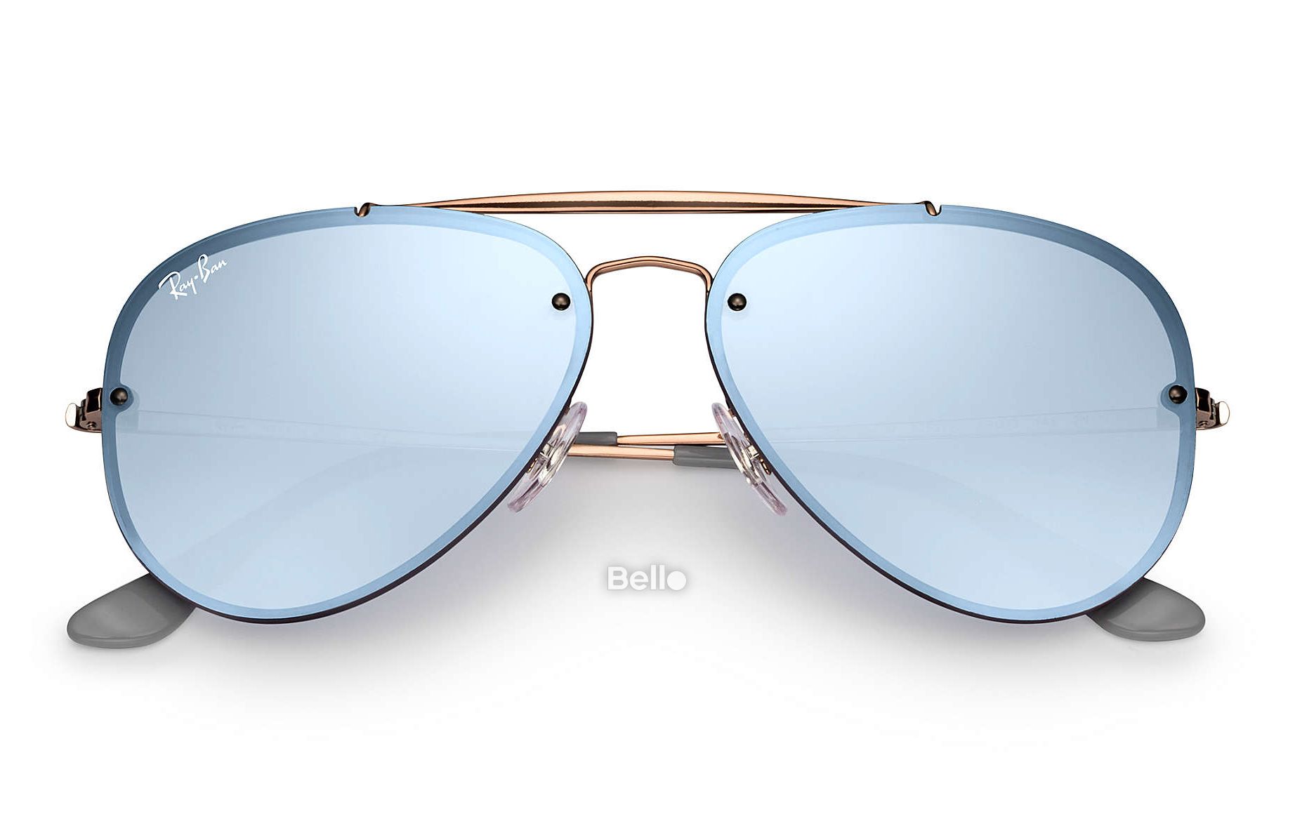 RB3584N 9053/1U Kính râm Ray-Ban chính hãng Ray-Ban Blaze Aviator Gọng vàng, mắt tráng gương xanh