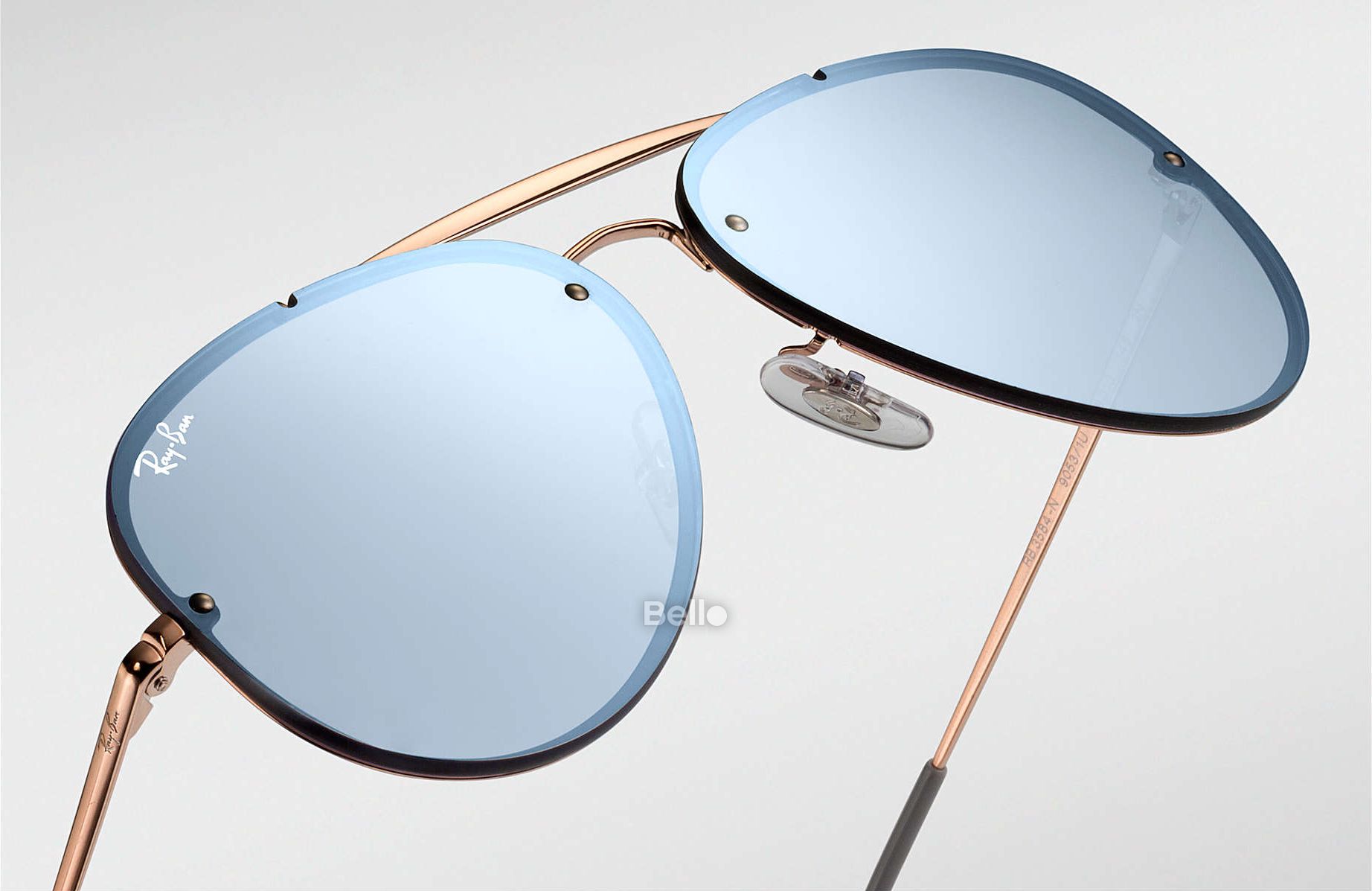 RB3584N 9053/1U Kính râm Ray-Ban chính hãng Ray-Ban Blaze Aviator Gọng vàng, mắt tráng gương xanh